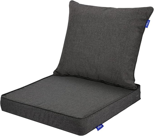 Deep Seat Cushions, Outdoor Cushions, Patio Furniture Cushions, Deep Seat & Back Cushion Patio Cushions with Rmoveable Cover for Backyard Couch Sofa Fade Resistant (19x19x3 in, Solid Dark Grey)