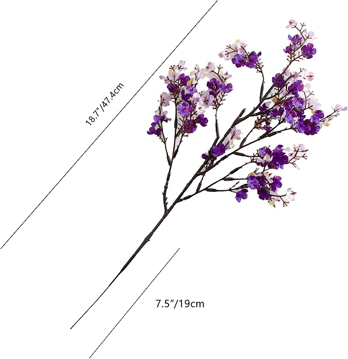 Mandy's Shades of Purple Artificial Baby’s Breath Flowers 6 Bundles Silk Gypsophila with Bendable Stems for Fall Centerpiece Wedding Decor and Table Arrangements