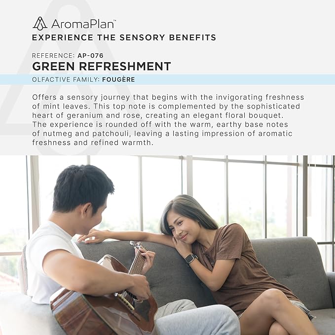 Aromaplan Hotel Scents Green Refreshment 5 Fl Oz (148ml), Home Luxury Aroma & Hotel Fragrance Diffuser Oil- Hotel Diffuser Oil for Aromatherapy- USA Made, Bigger Bottle, Bolder Aroma & Longer Lasting