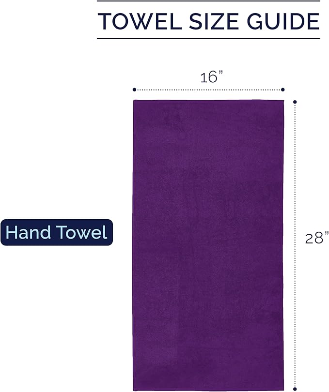 Elegant Comfort Premium Turkish Cotton 4 Pack Hand Towel Set - 16 x 28 inch, Luxurious Hotel Spa Quality 100% Turkish Cotton 4PC Hand Towel Set - Highly Absorbent - Soft Bathroom Towels, Purple