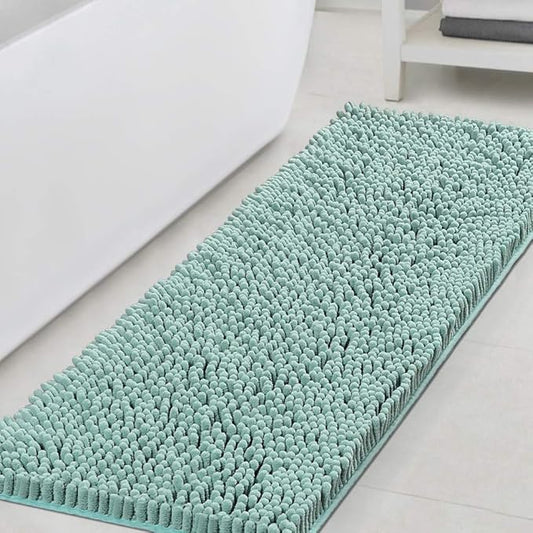 H.VERSAILTEX Bathroom Rugs Bath Mats Non Slip Luxury Chenille Bathroom Runner Rug 47x17 Extra Soft and Absorbent Shaggy Rugs Washable Dry Fast Area Carpet Mats, Tub - Aqua Foam