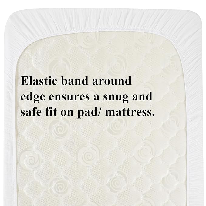 Muslin Pack n Play Sheets Soft Breathable 100% Cotton Mini Crib Fitted Sheets Portable/Convertible Playard Mattress Cover 2 Pack for Baby Boy and Girl, White and Grey