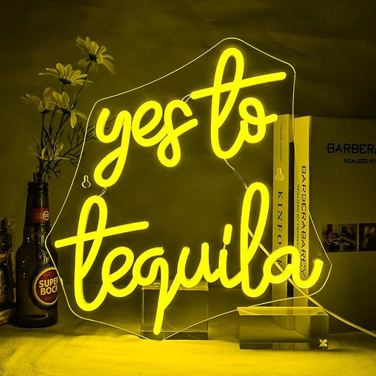 NOSUN Yes To Tequila Neon Sign Tequila Bar Sign with USB Neon Lights Bar Light Up Sign for Bar Party Men Cave Home Pub LED Bar Sign Gifts for Men/Women 12.6 * 12.2inches