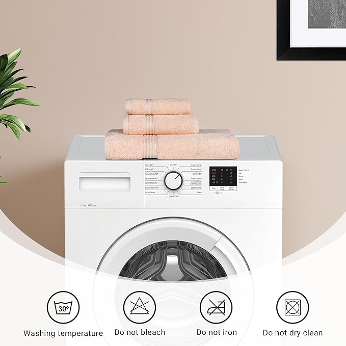 Superior Egyptian Cotton Bath Towel Set, Home Bathroom Towels, Master, Guest Bath, Decor Essentials, Quick Dry, Absorbent, Large Body Towels, Spa, Hotel, Resort, Adult, Kids, Set of 2, Peach
