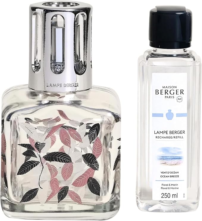 Lampe Berger Giftset Ice Cube - Home Fragrance Diffuser - Perfuming - 5.5 x 3 x 3 inches - Made in France - Includes Fragrance 8.45 Fluid Onces - 250 milliliters (Leaves)