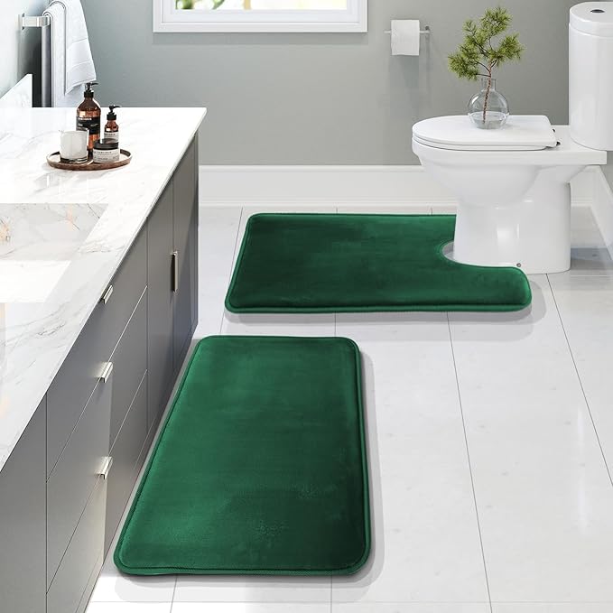 Clara Clark Bathroom Rugs, Velvet Memory Foam Bath Mat, Non-Slip Bath Rugs, Machine Wash, Dries Quickly, Ultra Soft Plush Bath Mats for Bathroom,
