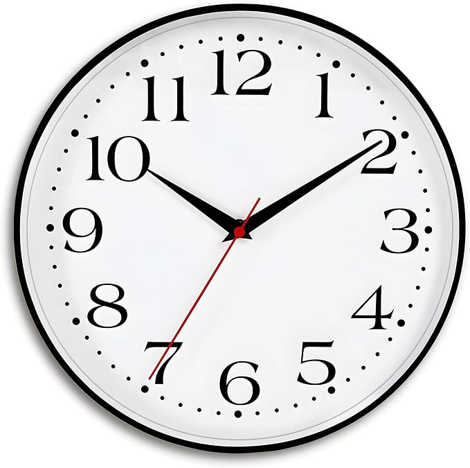 Wall Clock Battery Operated, 12 Inch Silent Non Ticking Quartz Round Large Wall Clock Accurate Timekeeping Wall Clocks for Living Room Decor, Bedroom, Kitchen, Bathroom, Office and School