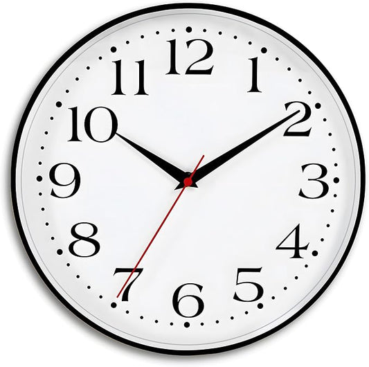 Wall Clock Battery Operated, 12 Inch Silent Non Ticking Quartz Round Large Wall Clock Accurate Timekeeping Wall Clocks for Living Room Decor, Bedroom, Kitchen, Bathroom, Office and School