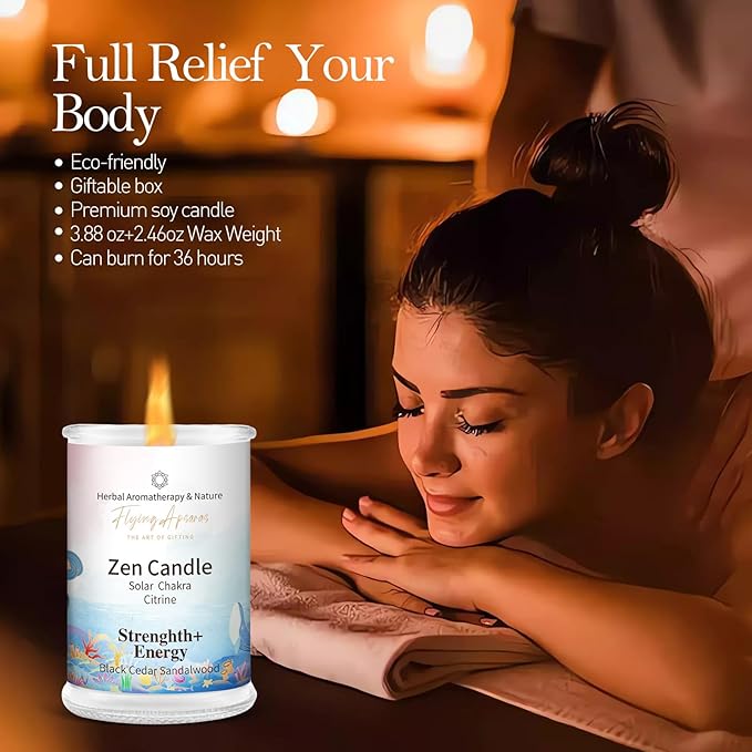 APSARAS Strength+Energy Scented Candles, Black Cedar+Sandalwood Aromatherapy Spring Candle Sets for Women Gift for Bathroom, Jar Non Toxic Soy Candles for Home Scented, 36 Hours Burn Time