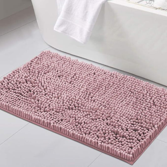 H.VERSAILTEX Bathroom Rugs Bath Mat Bath Rugs Bath Mats for Bathroom Non Slip Extra Thick Buncy Soft Chenille Bath Rug Fulffy Shag, Indoor Rug Carpet for Entry Living Room (Coral Pink, 20" x 32")