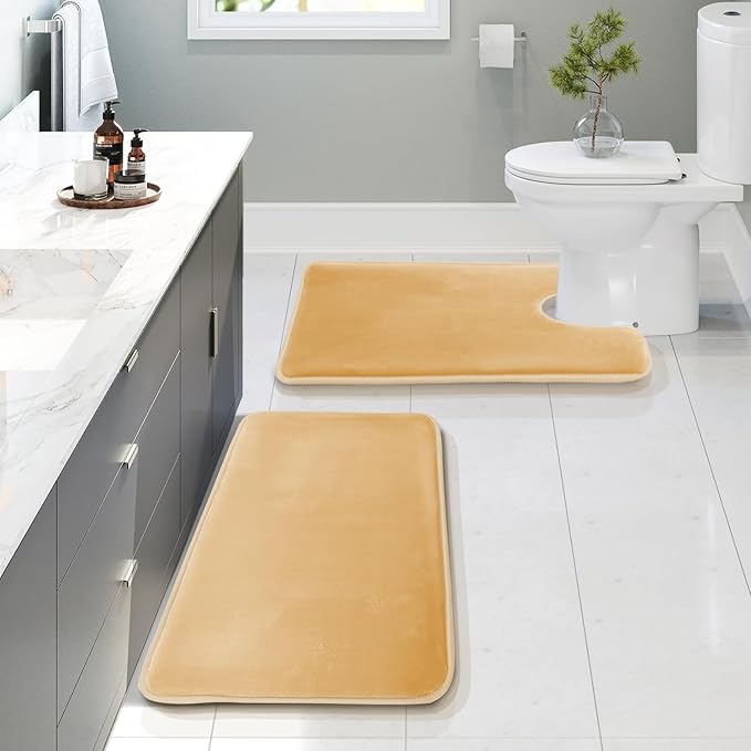 Clara Clark Bathroom Rugs, Velvet Memory Foam Bath Mat, Non-Slip Bath Rugs, Machine Wash, Dries Quickly, Ultra Soft Plush Bath Mats for Bathroom,