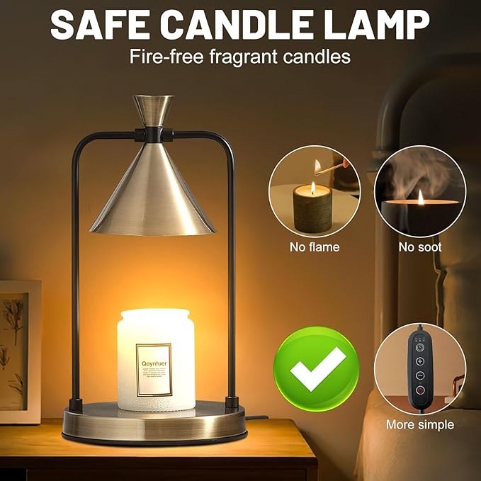 Candle Warmer Lamp with Timer Dimmer, Birthday Gifts for Women Mom, House Warming Gifts New Home Room Decor, Plug-in Operated Wax Melt Warmer for Scented Jar Candles with 2 Bulbs