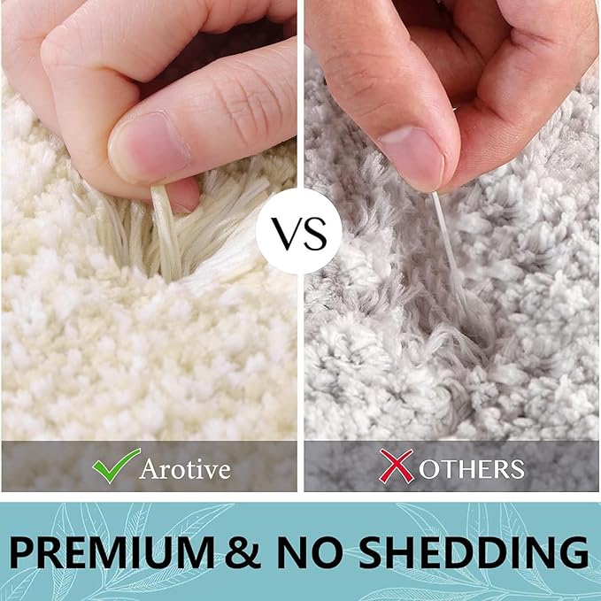 Arotive Microfiber Bathroom Rugs, Shaggy Soft and Absorbent Bath Rug, Non-Slip, Thick Plush Machine Washable Dry Bath Mats for Bathroom, Tub and Shower, 50x30, Light Beige