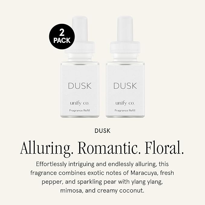 Pura & Unify Co. Home Scent Refill - Smart Home Air Diffuser Fragrance - Up to 120-Hours of Premium Fragrance per Refill - Clean & Safe Diffuser - Household Essential - 2 Pack, Dusk