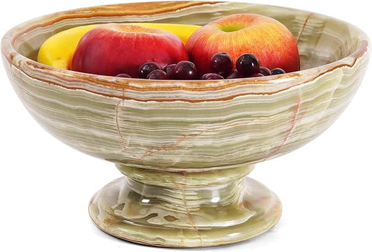 Radicaln Marble Fruit Dish Green Onyx 10" Inch Handmade Fruit Basket For Kitchen Counter, Decorative Bowls For Home Decor, Entryway Table Modern Candy Bowl