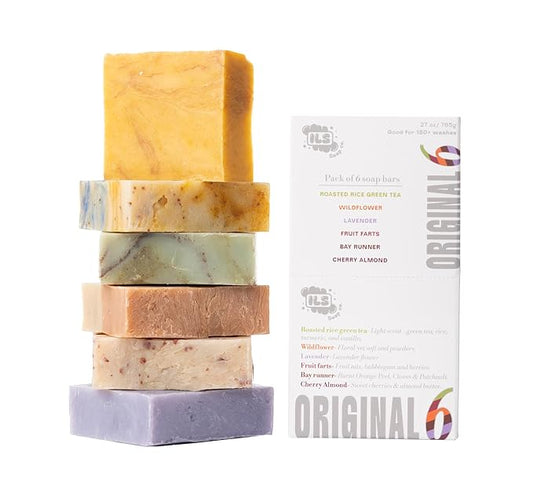 Original 6 Formulas all natural Soap Bar - Made in USA - Bath Soaps for All Skin Types - Plant Based, Cold Process and Handmade (6 Pack)