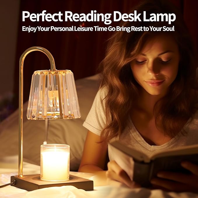 Candle Warmer Lamp With 2 Bulbs, Timer & Dimmer 7-Levels, Top Melting Compatible Jar Candles, Glass Heater for Scented Wax, Home Decor Gift for Mom (Clear)