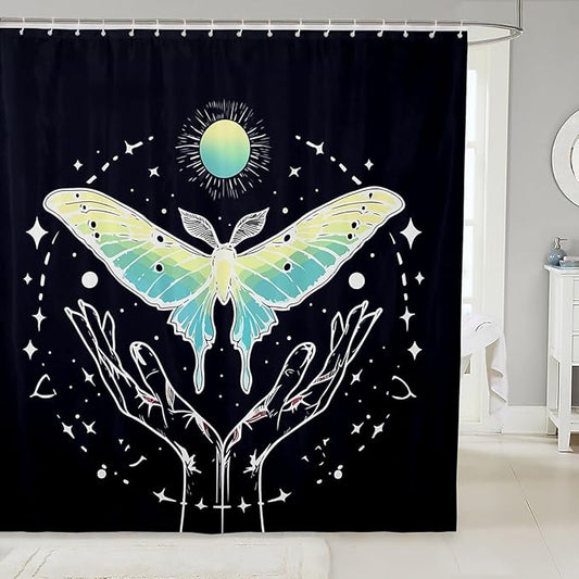 Feelyou Butterfly Shower Curtain Butterflies Fabric Shower Curtain for Kids Boys Girls Flying Bathroom Waterproof Accessories with 12 Hooks Moth Boho Curtains,72x78 Inches