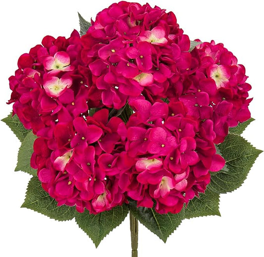 Rose Red Hydrangea Artificial Flowers Large Artificial Hydrangeas Silk Flowers for Home Decor Indoor Wedding Flowers Bouquets Faux Flowers Kitchen Centerpiece Table Decorations