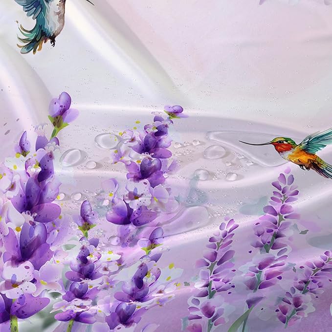 AILONEN Waterproof Floral Shower Curtain for Bathroom,Purple Pink Wisteria Lavender Flowers Shower Curtain,Botanical Floral Decor Bathroom Polyester with Grommets and Hooks 60" W*72" H