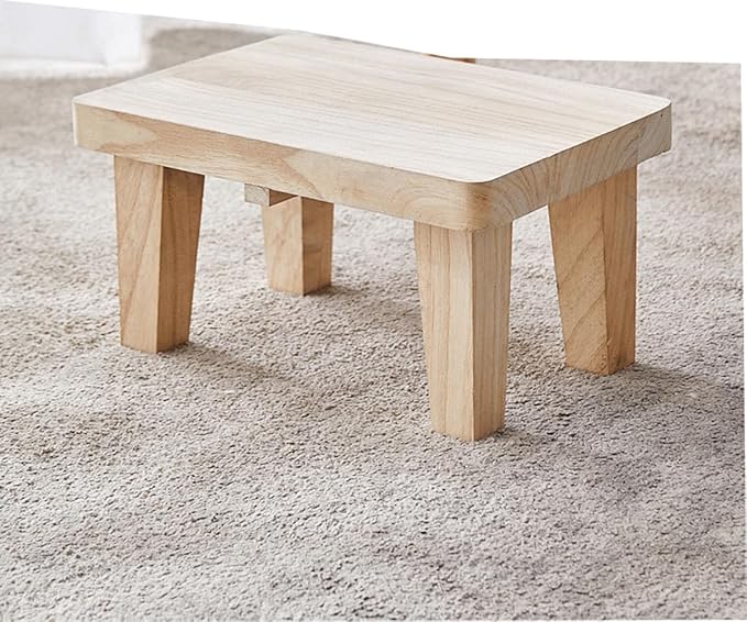 Tung Wood Stepstool with Non-Slip Rubber Footpads for Small Stepstool in Bedroom, Kitchen, Bathroom, Load Capacity Up to 300 lbs, Rugged and Durable, No Assembly Required