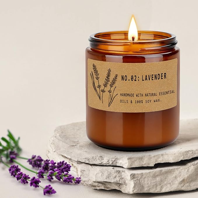 Candles for Home Scented, 4 Pack Candle Gifts for Woman, Large Lavender Rose Amber Aromatherapy Scented Candles, 220H Long Lasting Soy Wax Candle Set for Mother's Day, Birthday, Anniversary, Men