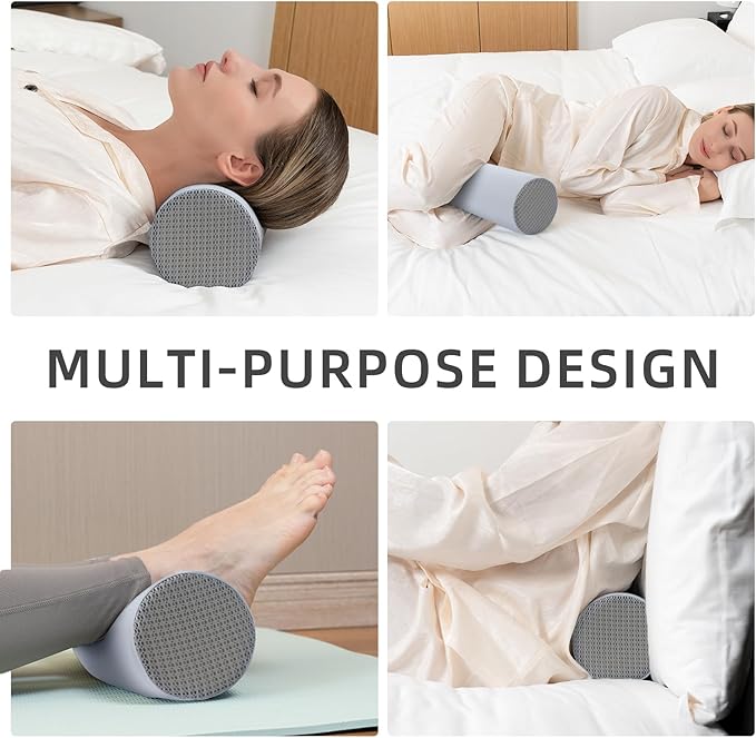 Cervical Neck Pillow Cooling Roll Memory Foam Support Round Pillows for Pain Relief Sleeping, Bed, Legs, Back and Yoga 17 x 4.5 Inches