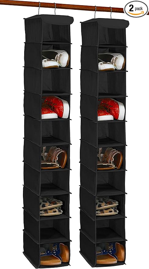 Simple Houseware 2 Pack 10 Shelves Hanging Organizer, Black