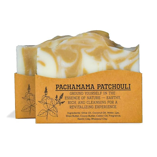 Compass Soap Pachamama Patchouli | Natural Bar Soap for Men & Women | Body & Face Soap Bar for Women and Men | Minimalist & Gentle Lather| Natural Bath Soap, Paraben & Phthalate Free|5 oz Pack of 2
