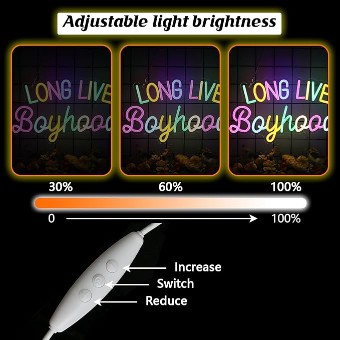 Long Live Boyhood Led Neon Light for Boys Room Playroom Bedroom Birthday party Wall Decoration