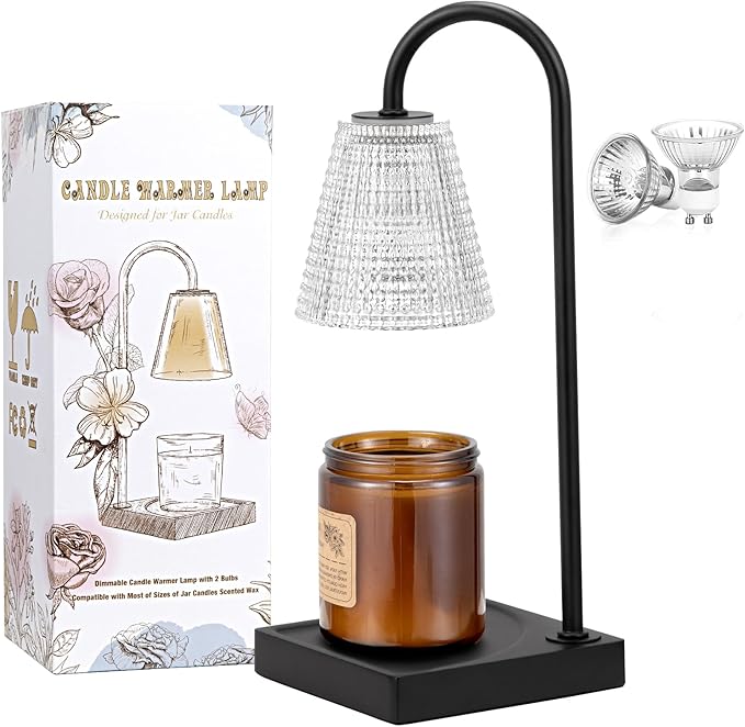 Hong-in Black Candle Warmer Lamp with Timer-Electric Candle Lamp Warmer,Dimmable Candle Warmers for Jar Candles,New Mom Gifts & Birthday Gifts for Women