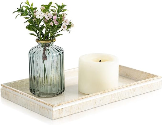 Creative Scents Rustic Luxe Decorative Coffee Table Tray - Decor Tray for Home Decor Works as a Perfume and Bathroom Counter Organizer, Ottoman Tray, or Table Centerpieces for Dining Room 10"Lx6"Wx1"H