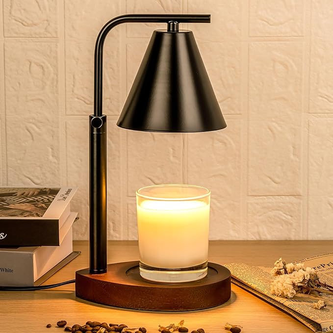 Black Candle Warmer Lamp with Timer, Height Adjustable Electric Lamp Candle Warmer, Black Home Room Decor Aesthetic Gifts for Women