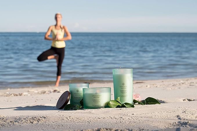 Chesapeake Bay Balance + Harmony Scented Candles, Water Lily Pear Fragrance, Medium Size, Natural Soy Wax, 50 Hours Burn Time, Pack of 2