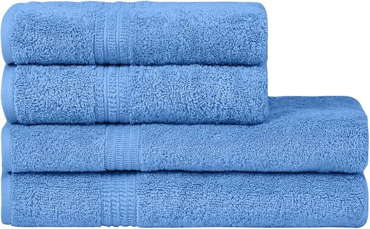 HOMELOVER 4 Piece Towel Set - 100% Organic Cotton 2 Bath Towels & 2 Hand Towels - 500 GSM, Hotel Quality, Soft, Highly Absorbent & Quick Drying Wash Towels for Kitchen & Bathroom (Sky Blue)