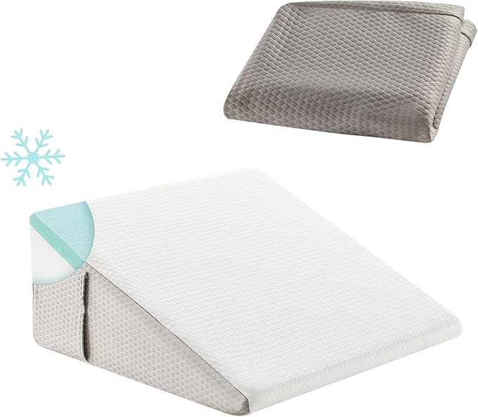 Wedge Pillow with Extra WashableReplaceable Cover, 10 inch Elevated Support Bed Wedge Pillow, Triangle Pillow Wedge for Sleeping Acid Reflux, Post Surgery, Sleep Apnea,Gerd, Memory Foam