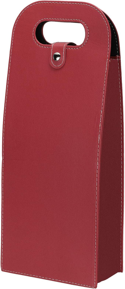 PATIKIL 2 Bottle Wine Gift Bag, Wine Bag Reusable Leather Wine Tote Carrier for Wine Bottles Portable Champagne Gift Bags for Picnic Party Wedding, Red-1