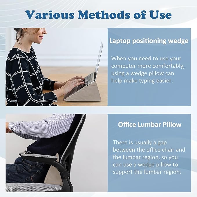 Small Wedge Pillow, Wedge Pillow for Bed Sores, Positioning Pillow, Positioning Wedge, Yoga Wedge Pillow, Mini Wedge Pillow for Laptop, Small Wedge Pillow for Chair (1 Unit, Apricot)