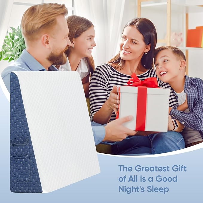 Wedge Pillow for Sleep Apnea, 2024 New 7.5'' Bed Wedge Pillow, Acid Reflux, Heartburn, GERD, Neck Pain, Cooling Memory Foam Top, Removable Washable Cover Incline Pillow for Improved Sleep