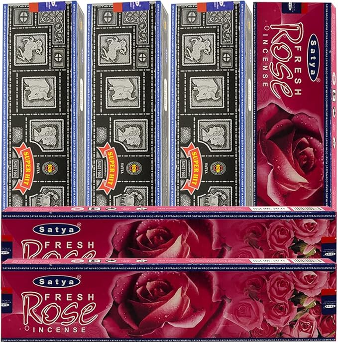 Super Hit Rose Incense Sticks & Holder Bundle Variety Pack from House of Nag Champa Incense Sticks and Trumiri