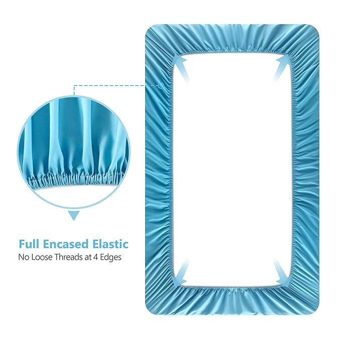 TILLYOU Baby Crib Sheets for Boys Girls, Fitted Crib Sheet 2 Pack for Standard Crib and Toddler Mattresses, Super Soft Toddler Bed Sheets, 28"x52"x8",Beach Time Turtle&Lake Blue