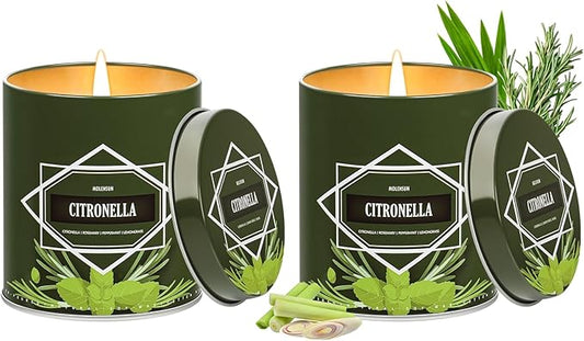 Citronella Candles Outdoor, 2-Pack Citronella Candles for Outside Patio, Camping & Garden, Summer Gifts for Indoor Home Scented, 50-Hour Burn Time, 9 Ounce Each