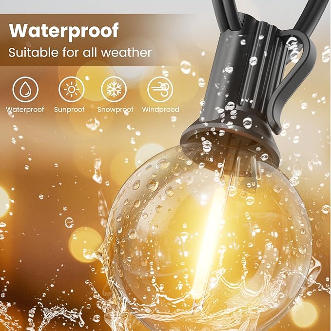 RTTY Outdoor String Lights 180ft, G40 Led Patio Globe Lights with 93pcs Bulbs,Shatterproof Waterproof Connectable Hanging for Porch Cafe Bistro Backyard Gazebo Balcony Deck Party