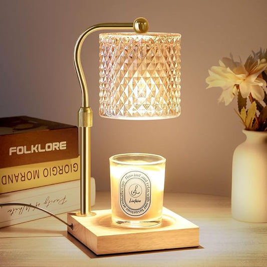 Candle Warmer Lamp with Timer Dimmer Adjustable Height, Mothers Day Gifts for Mom, Birthday House Warming New Home Decor Gifts for Women, Electric Wax Warmer with 2 Bulbs for Jar Candles, Amber