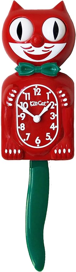Kit-Cat Clock® Limited Edition Red & Green Christmas - Retro Cat Clock with Moving Eyes and Tail, Battery Operated Wall Clock, Made in USA, Perfect for Home Decor, Unique Gift