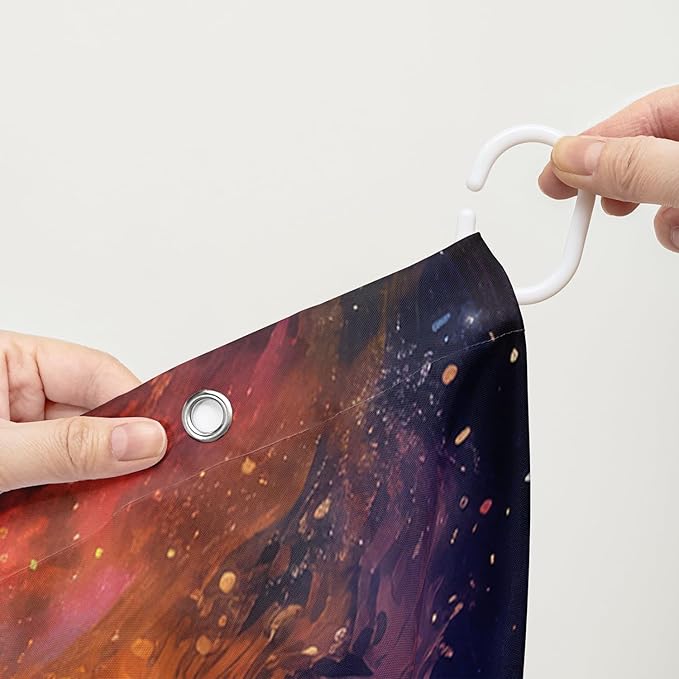 AILONEN Cartoon Magic Mushroom Shower Curtain,Funny Mushroom Waterproof Fabric Shower Curtain Set for Kids Girls,Boho Natural Plants Starry Night Shower Curtain with Hooks for Bathroom, 48" W*72" H