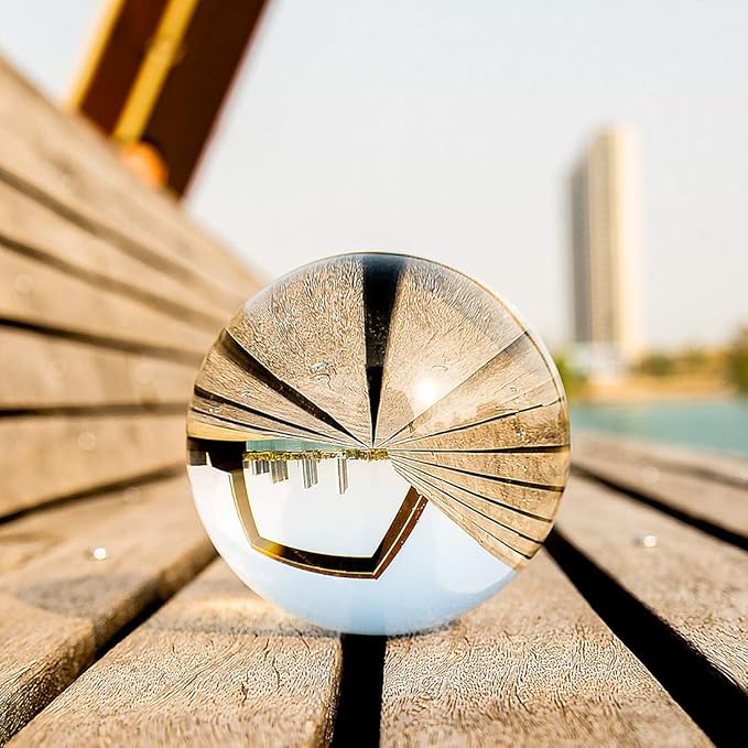LONGWIN 100mm (3.9 inch) Clear Crystal Ball for Photography Fortune Telling Free Wooden Stand with Gift Pakcing