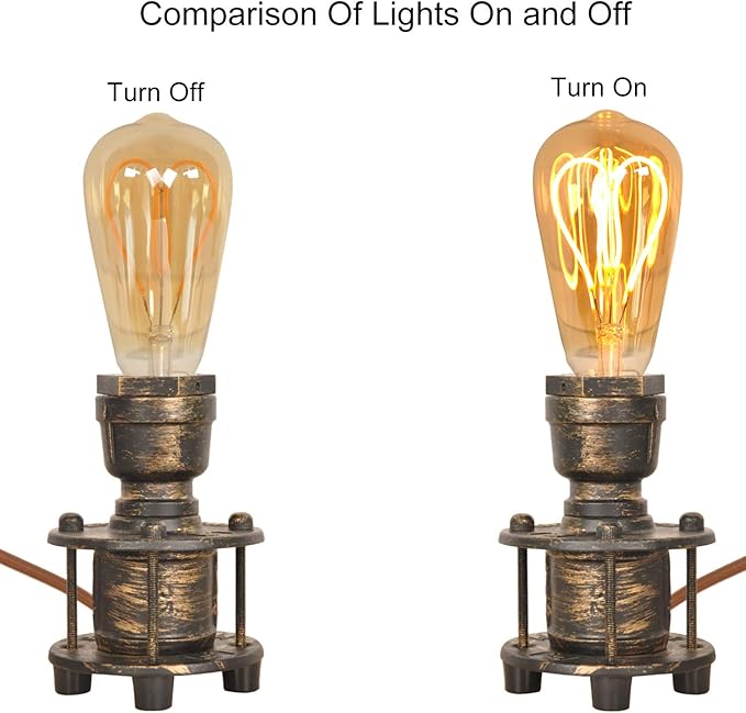 Vintage Industrial Table Lamp Base for E26 Edison Bulb, Steampunk Antique Accent Lights, Retro Desk lamp Decoration Bedside for Living Room Bedroom Coffee House Bar (Brass)