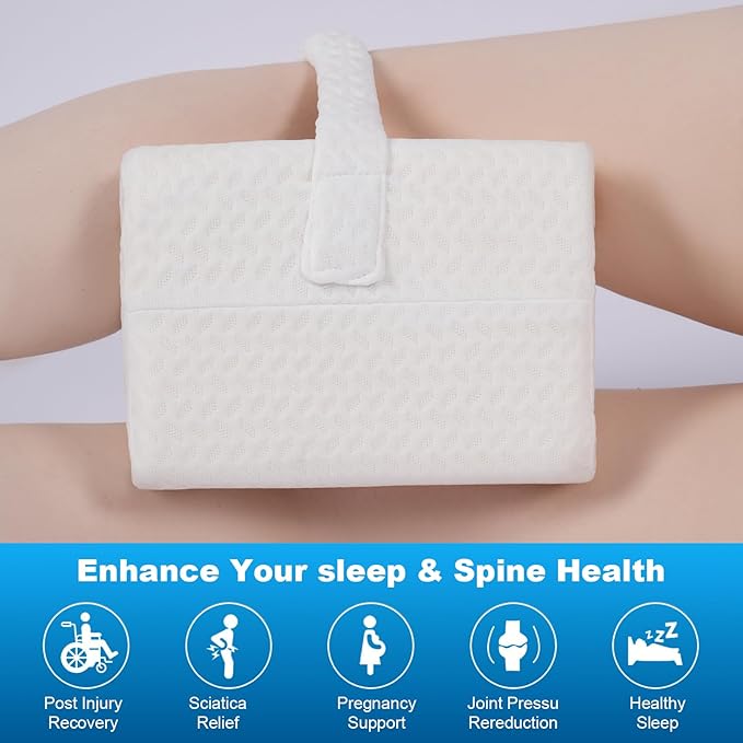 Knee Pillow，Knee Pillow for Side Sleepers，Leg Pillow，Side Sleeper Leg Pillow, Memory Foam Knee Pillow, Suitable for Leg, Back, Knee Pain, Improve Sleep Quality