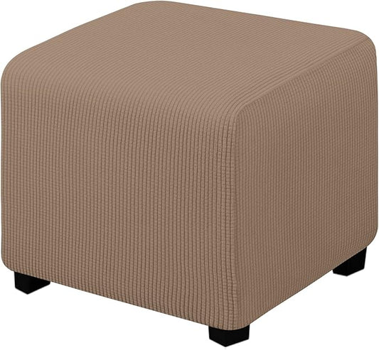 Easy-Going Stretch Ottoman Cover Folding Storage Stool Furniture Protector Soft slipcover with Elastic Bottom (X-Small,Camel)